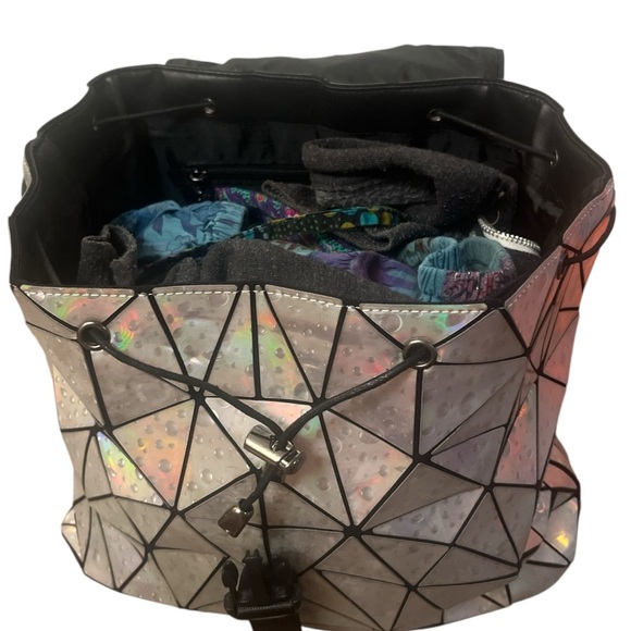 Iridescent Holographic Geometric Backpack. NWT - Picture 6 of 9